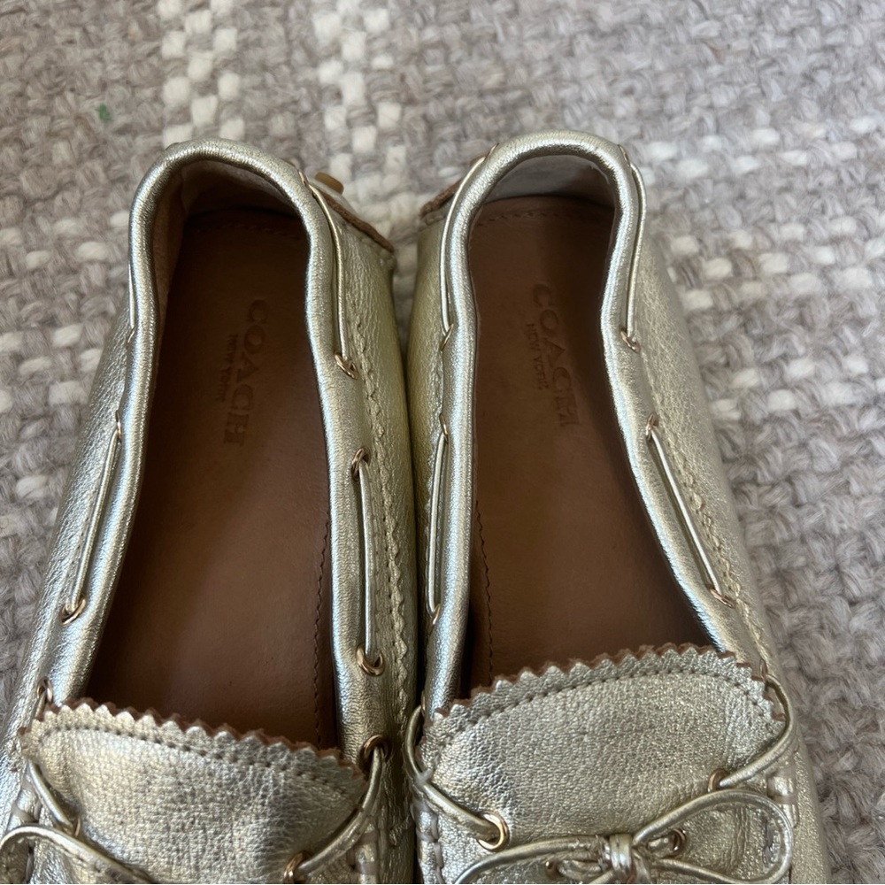 Coach 7 Nadia Gold Driving Loafer Slip On Moccasin Soft Leather Tassel - Picture 4 of 10